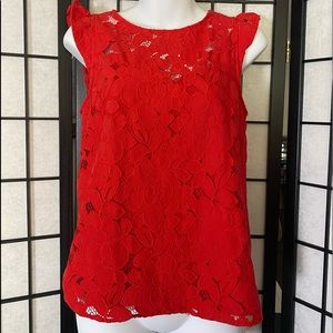 Beautiful Monteau Red Appliqué Top